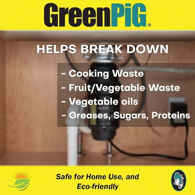 GREEN PIG Garbage Disposal Cleaner and Deodorizer | Eliminates Odors, Breaks Down Odor Causes, Effective Garbage Disposal Usage