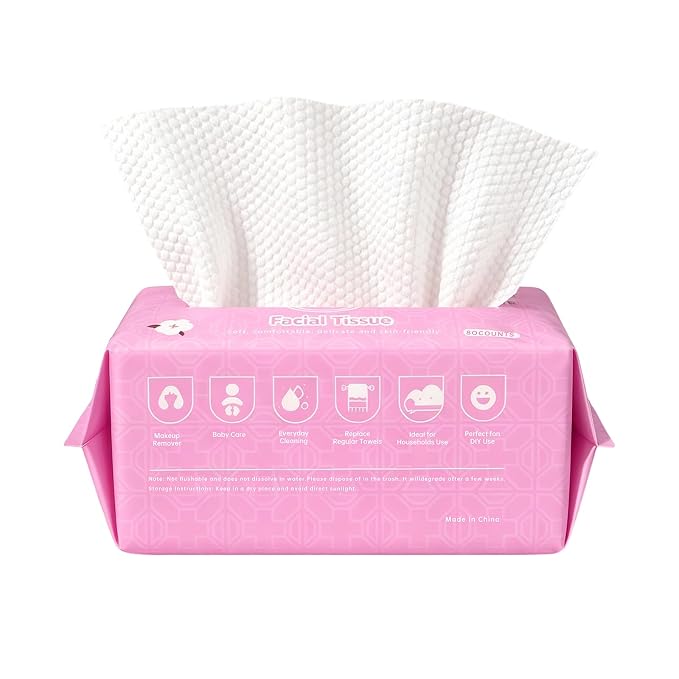 Face Towels, Face Towels Disposable 80 Count, Biodegradable Disposable Face Towel Dry Wipes, Lint-Free Dot Texture Cloths for Sensitive Skin, Makeup Removal and Skincare
