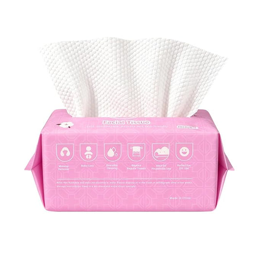 Face Towels, Face Towels Disposable 80 Count, Biodegradable Disposable Face Towel Dry Wipes, Lint-Free Dot Texture Cloths for Sensitive Skin, Makeup Removal and Skincare