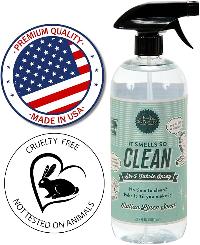 San Francisco Soap Company Smells So Clean Linen Spray | Italian Linen | 33.8 fl oz | Fresh Spray | Multi-Purpose and Dye Free