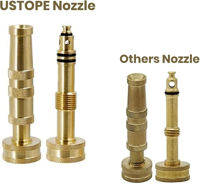 Ustope Garden Hose Nozzle, High Pressure Water Hose Nozzle Sprayer Head,fits 3/4” Garden Hose Thread,for Lawn & Garden,Washing Cars,Watering Garden,Cleaning,Showering Dogs&Pets（Brass）, AD-05