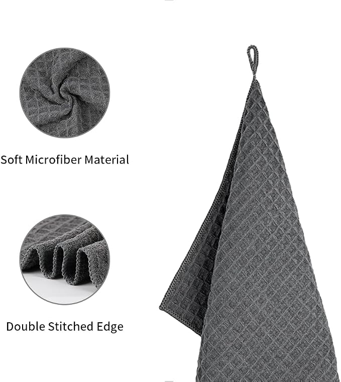 watchget 4 Pack Microfiber Espresso Barista Cleaning Towels, Dark Grey | Professional 12"x12" Lint-free Rags; Highly Absorbent Cleaning Towels for Espresso Steam Wands & Coffee Bar Counters