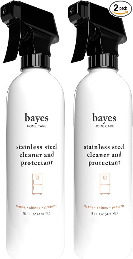 Bayes High-Performance Stainless Steel Cleaner Spray, Polish, and Protectant - Indoor & Outdoor Stainless Cleaner - Stainless Steel Sink Cleaner 16oz