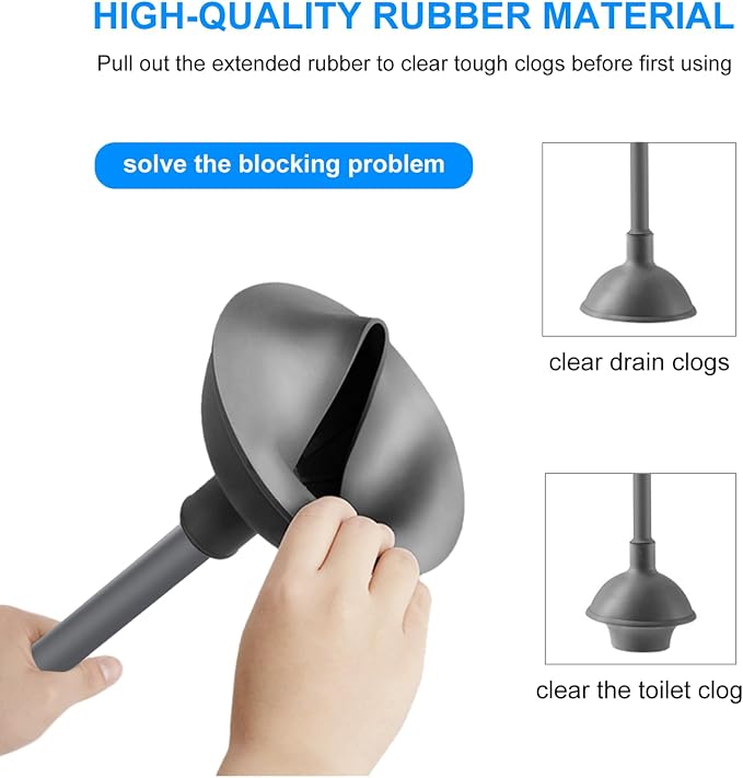 SetSail Toilet Brush and Plunger Set, Semi-Hidden Toilet Plungers Heavy Duty Toilet Bowl Brush and Holder for Bathroom Toilet Plunger and Brush Set for Deeply Cleaning - Gray