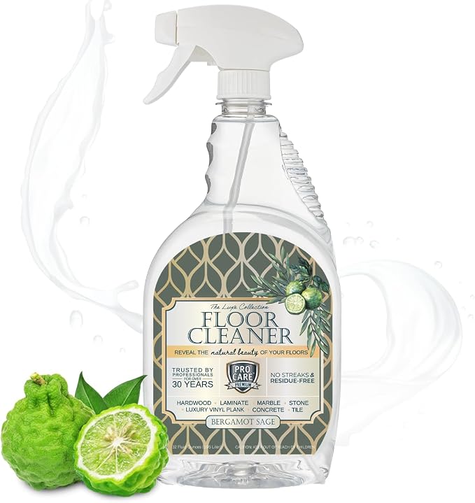ProCare Bergamot Sage Floor Cleaner (Made in USA) | Vinyl, Wood, Tile, Stone & Laminate Floor Cleaner For Mopping, Household Supplies, Cleaning Solution For Kitchen & Bathroom-32oz/0.95L Spray Bottle