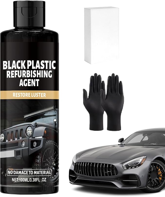 Black Trim Restorer 100ml Detailing | Oxidation Remover with Gloves and Sponge for Detailing Restoration Shine Interior Black Trim Dashboard