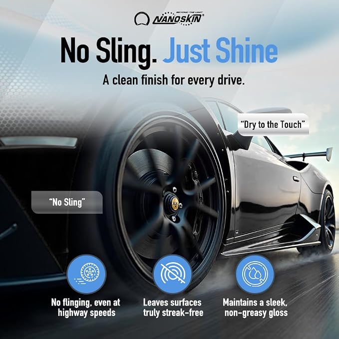 Nanoskin BLUE DRESS Premium Dressing 55 Gallons- Sprayable Interior & Exterior Dressing for Car Detailing | Works on Tire, Vinyl, Rubber, Plastic & Trim| Safe for Cars, Trucks, Motorcycles, RVs & More