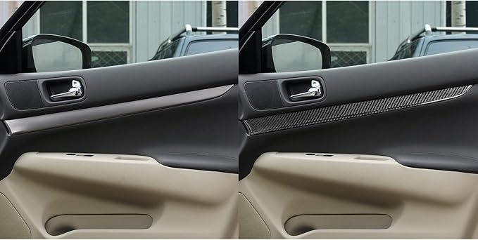 Real Carbon Fiber Trim for Infiniti Accessories | for G35 G37 G25 Q60 Q40 2007-2015 2008 2009 2010 2011 2012 2013 2014 X S Sedan Door Inner Panel Thick Overlay Decal - A
