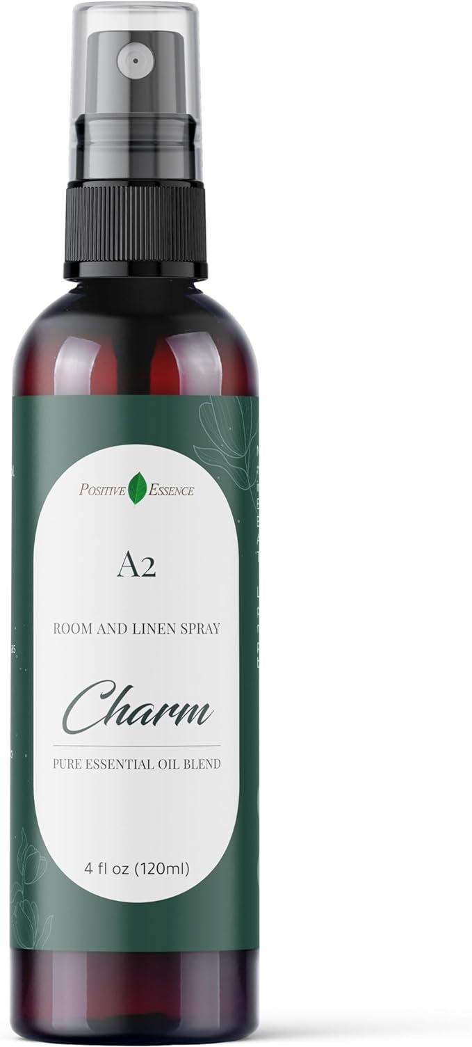 A2 Charm Room & Linen Spray with Essential Oils, Vegan, 4 fl oz | Essential Oil Blend, Citrus-Herbal Aroma, Room and Linen Spray, Vegan, Fine Mist, 4 fl oz