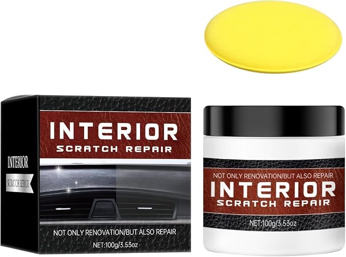 Interior Car Scratch Repair Paste, Car Scratch Removal Wax, 100g | Restores shine for plastic trim, Quick scuff removal, Revives original color, Non-greasy formula, Easy wipe-on application