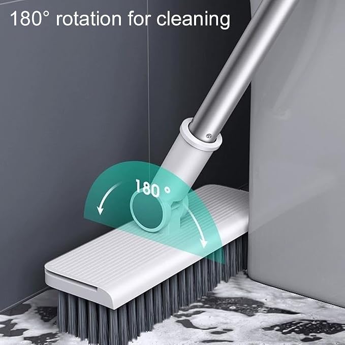 3 in 1 Broom and Dustpan Set with Adjustable Push Broom with Long Handle for Floor Sweeping,Brooms Set for Indoor & Outdoor Sweeping and Scrubbing, Ideal for Pet Hair, Liquids Spills,Dirt