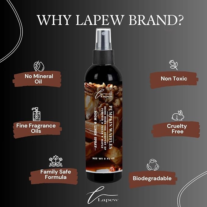 Lapew Room & Linen Spray | Fragrance Mist for Home, Car & Office | Fabric & Air Freshener | Neutralizing Mist | Made in USA | Pumpkin Waffles