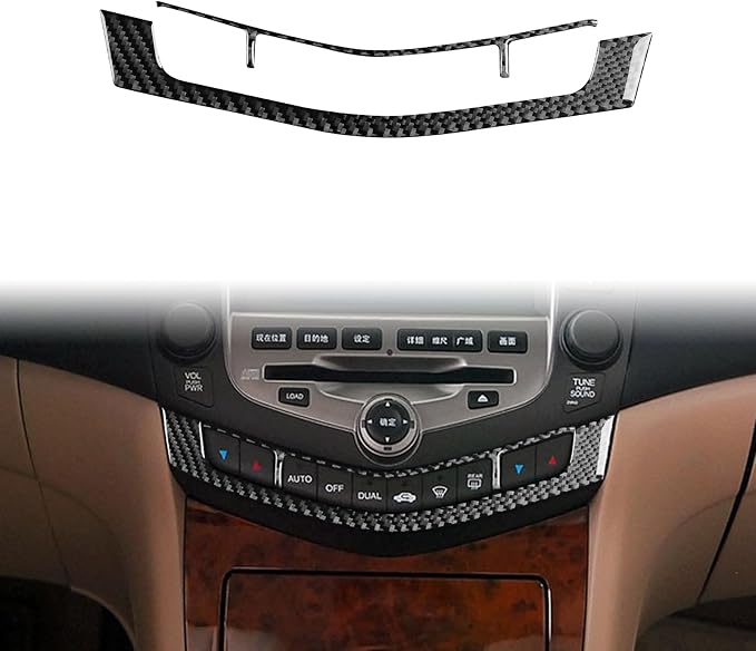Real Carbon Fiber Trim for Honda Accord Accessories | for 2003 2004 2005 2006 2007，Central Console Control Button Panel Cover，Interior Dash Panel，Thick Overlay Sticker Decal
