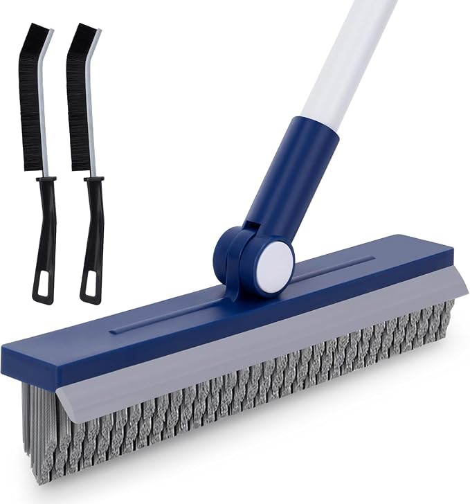 IVYROLL Grout Brush with Long Handle, Grout Cleaner Brush for Tile Floors, Stiff Bristles for Crevice, Tile Line, Shower, Kitchen, Bathroom