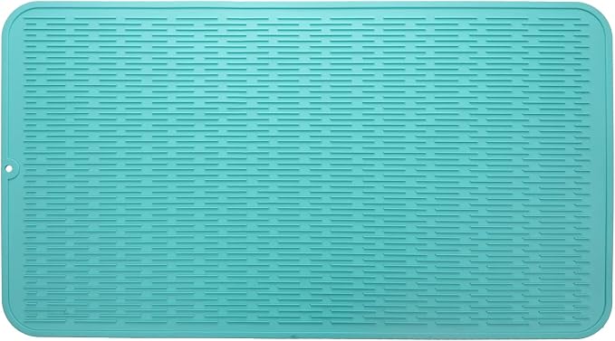 MicoYang Silicone Dish Drying Mat for Multiple Usage,Easy clean,Eco-friendly,Heat-resistant Silicone Mat for Kitchen Counter or Sink,Refrigerator or Drawer Liner Mint 4XL 32 inches x 18 inches
