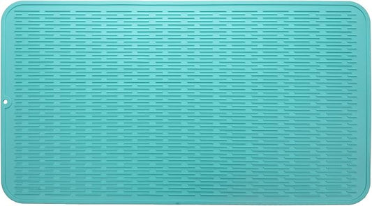 MicoYang Silicone Dish Drying Mat for Multiple Usage,Easy clean,Eco-friendly,Heat-resistant Silicone Mat for Kitchen Counter or Sink,Refrigerator or Drawer Liner Mint 4XL 32 inches x 18 inches