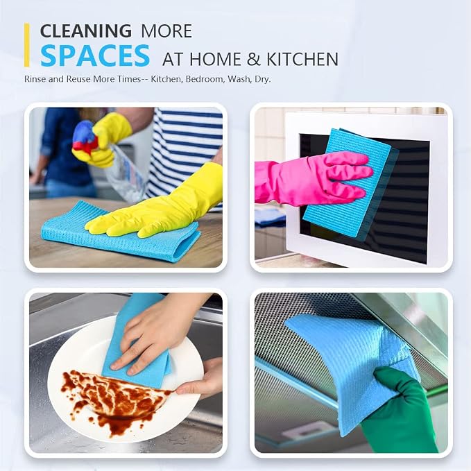 AIDEA Swedish Dishcloths for Kitchen 10PK, Reusable Paper Towels 7"x6" | Swedish Dish Cloth for Washing Dishes, Sponge Cloths Kitchen, Absorbent Dish Rags, Swedish Dish Towels, Glasses Wipes