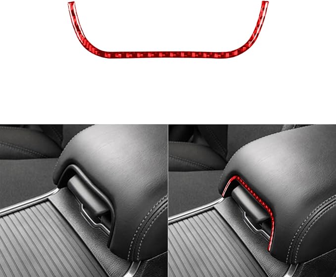 Trim Armrest Box Fit for Dodge Charger/Chrysler 300 2011-2023 | Real Carbon Fiber | Accessories | Trim Armrest Box Trim Stickers | Anti-scratch | Self-adhesive | Red