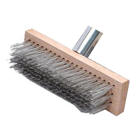 Stainless Steel Wire Deck Scrub Brush, 20cm Rough Sur face Scrub Brush Heavy Duty Floor Scrubber Broom for Driveways Steps Patios Decks Tiles