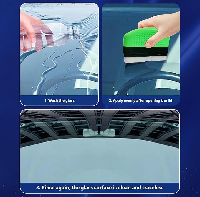 3PCS Window Oil Film Cleaning Brush,Upgrade 2.0 Clear View Glass Cleaner | Auto Glass Oil Film Remover, Anti-Rain & Anti-Fog Protection for Safe Driving, Complete Kit with Brush & Towel