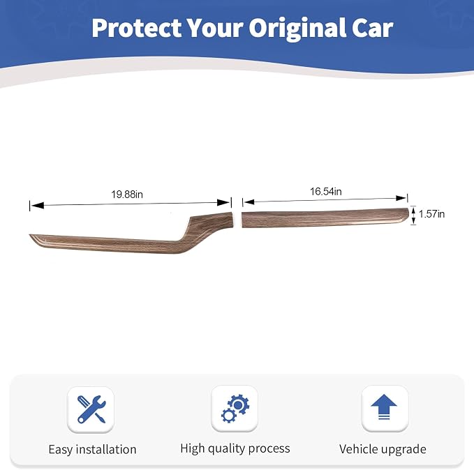 RT-TCZ for Silverado Dashboard Panel Trim Compatible with Chevy Silverado 2022 2023 Wood Grain Interior Accessories 2pcs