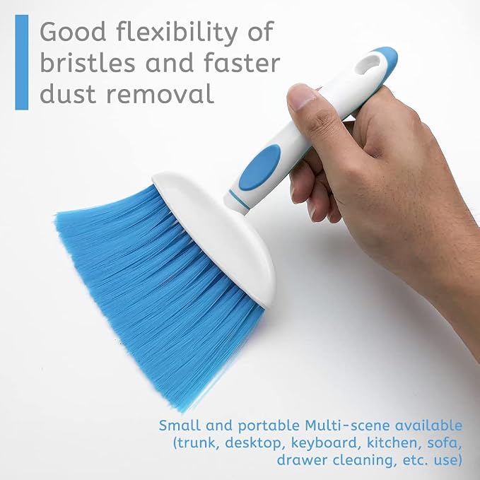 Small Broom and Dustpan Set, Small Dustpan and Brush Set, Mini Dust pan and Brush, Hand Broom and dust pan, Mini dustpans are Ideal for Cleaning Little Areas Like desks, Kitchens, pet Rooms. (2 Set)
