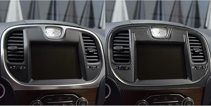 Real Carbon Fiber Trim for Chrysler 300 Accessories | for 2015-2023 300C 300S Limited/Touring Center Console Navigation Panel Sticker Interior Thick Overlay Decal