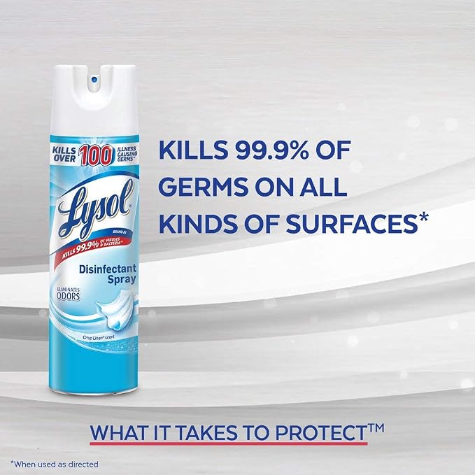 Lysol Disinfectant Spray, Crisp Linen, 19 Ounce (Pack of 12)
