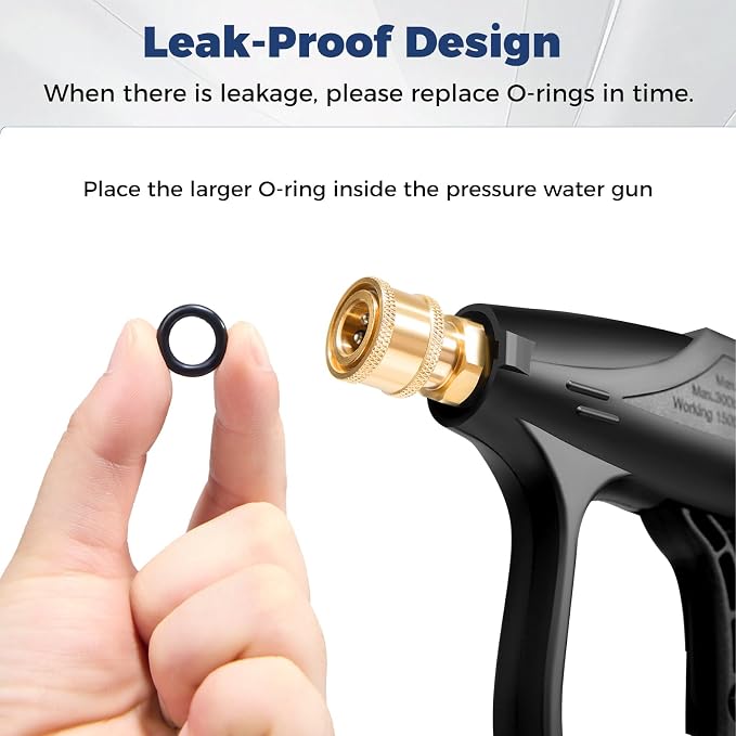 Pressure Washer Gun with Foam Cannon, Industrial Car Wash Foam Gun Kit 1/4 Quick Connector, Adjustable Soap Cannon with 5 Pressure Washer Nozzle Tips, Adapter, 1 Liter