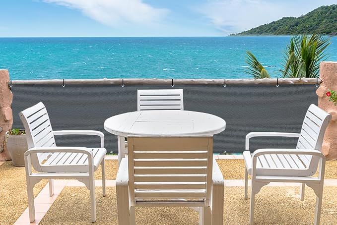 LOVE STORY 3' x 12' Balcony Privacy Screen Cover for Apartment, Dark Grey | HDPE Fabric, 95% UV Block, Fence Cover for Patio Deck, Railing Screen for Porch, Privacy Protective, Custom Size Available