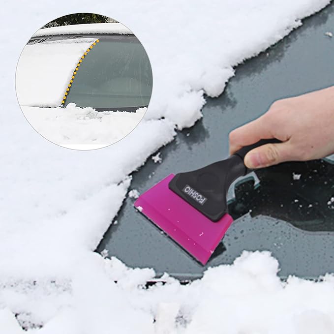 FOSHIO Small Squeegee with 5 Inch Pink Rubber Blade Mini Wiper Window Tinting Tools for Mirror Glass Window Cleaner with Non-Slip Handle