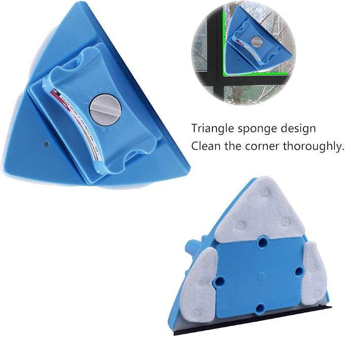 Double-Sided Window Cleaner Glass Wiper Magnetic Cleaning Tools, 5-Gears Adjustable Magnetic Glider Washing Brush Tools, for High-Rise Double Thick Glazed Windows Thickness 0.3"-1" (Blue)