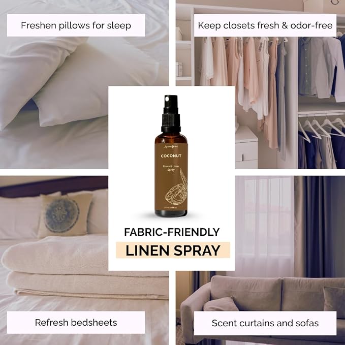 Coconut Air Freshener Spray for Room, Linen & Pillow 100ml by Aromafume | Made with Pure Coconut Essential Oil | Aromatherapy Spray to Calm and Soothe | Mist for Bedding, Fabrics