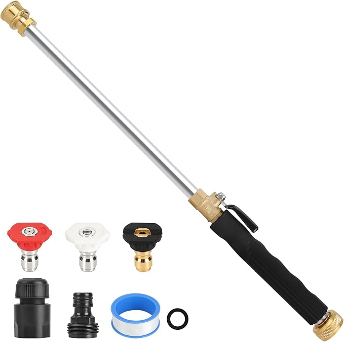 2026 Upagraded Jet Nozzle Power Washer for Garden Hose, Pressure Washer Wand with 3 Different Nozzles and Hose Quick Connectors for Car, Patio,Pet,Window, Black