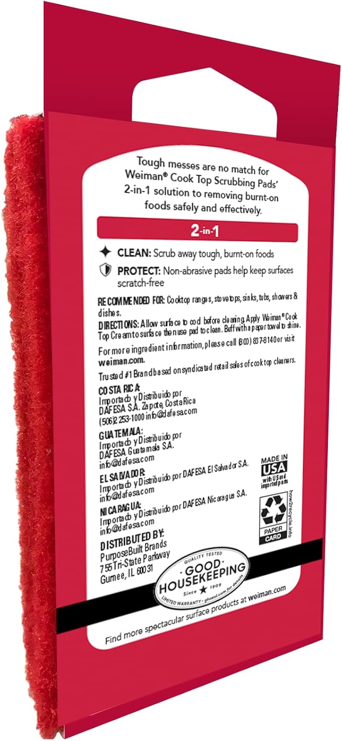 Weiman Products Cook Top Scrubbing Pad, 3 Count, 6 Per Case