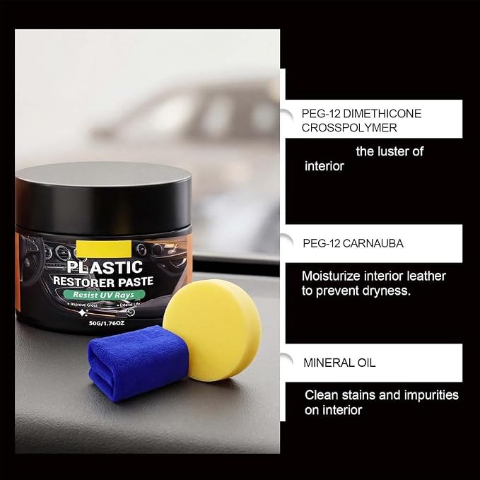 Plastic Restorer for Cars, Back to Black Trim Restorer Polish- Renews Faded Bumpers, Dashboard, Plastic, Vinyl & Rubber Trim Back to Black Shine, for All Vehicles Cars, Trucks, Suvs