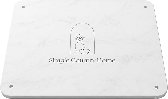 Stone Dish Drying Mat for Kitchen Counter - Ultra Absorbent Diatomaceous Earth Drying Stone, Fast Dry Non Slip Counter Mat Perfect for Dishes, Baby Bottles & Cups | White Marble ( 16x12 Inch )