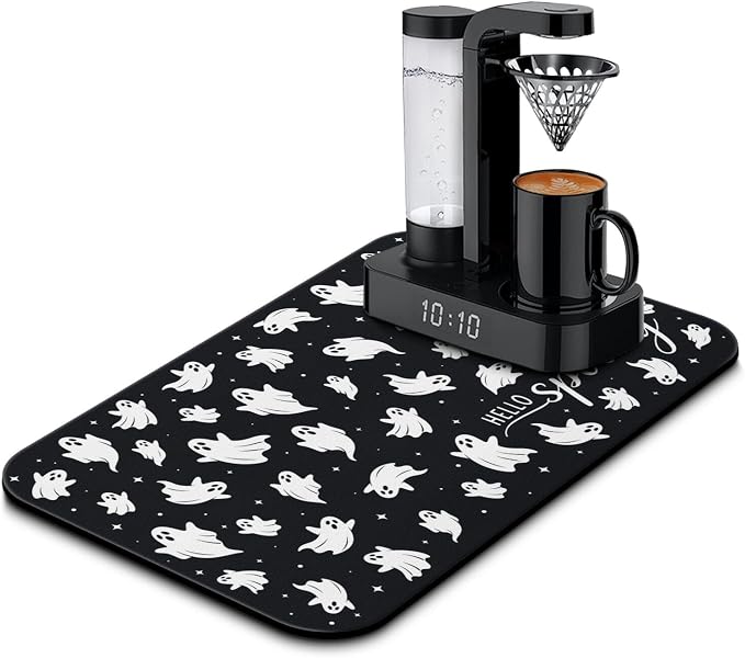Fun Coffee Mat 19inx12in,Coffee Bar Mat for Countertops,Absorbent Hide Stain Anti-Slip Coffee Bar Accessories Fit Under Coffee Machine Mat,dish Drying Mats for Kitchen