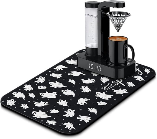 Fun Coffee Mat 19inx12in,Coffee Bar Mat for Countertops,Absorbent Hide Stain Anti-Slip Coffee Bar Accessories Fit Under Coffee Machine Mat,dish Drying Mats for Kitchen