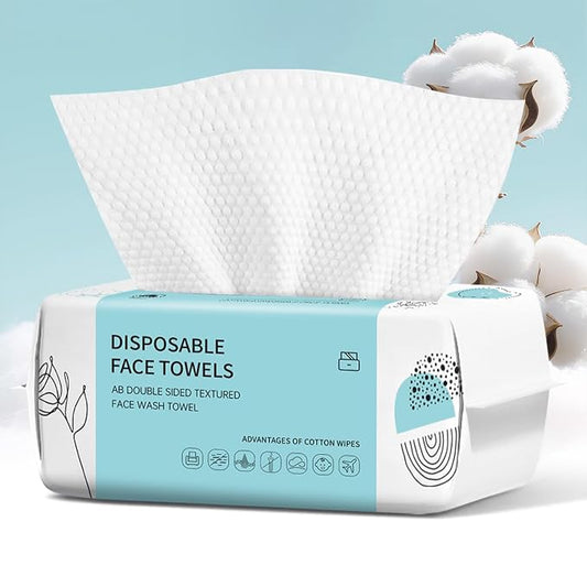 Face Towels, Disposable Face Towel 100 Count, Makeup Remover Dry Wipes, Soft Cotton Dry Wipes Facial Cloths Towelettes for Washing and Drying, Facial Tissue for Cleansing, Skincare