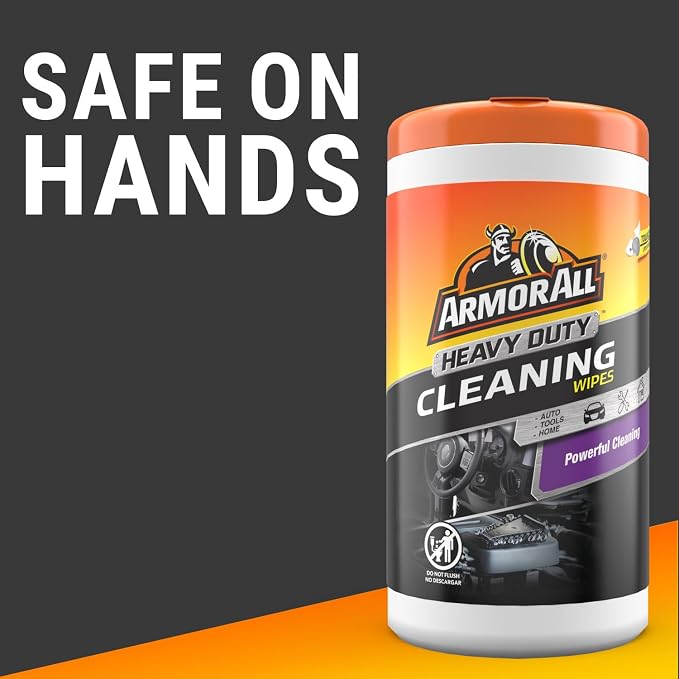 Armor All Heavy Duty Cleaning Wipes, Disposable Car Wipes (75 Count) | Textured Armor All cleaning wipes for interior & exterior cleaning on plastic, metal, vinyl, tools, and lawn equipment