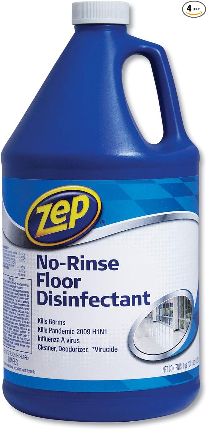 Zep No-Rinse Floor Disinfectant, Blue, 1 Gallon, 4 Count