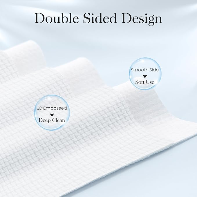 Fygrip 4 Pack of 50 count XL Disposable Face Towels 10” x 12”, 100% Viscose Fibre, Soft & Skin Friendly Face Towelettes Disposable, Facial Tissue Wipes for Women Cleansing