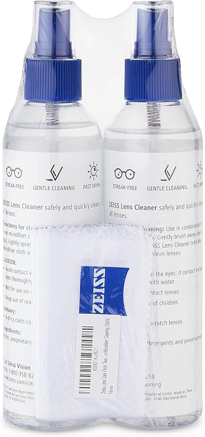 ZEISS Lens Care Pack – 2x 8oz Streak-Free Lens Spray and Microfiber Cloths for Eyeglasses and Optics