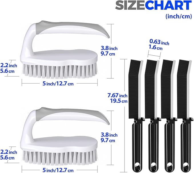 Holikme 6 Pack Cleaning Brush Scrub Brush Kitchen Brush for Floor,Blue | Scrub Brushes for Cleaning, Heavy-Duty Scrub Brush, Stiff Bristles Cleaning Brush for Kitchen Bathtub Floor and Wall