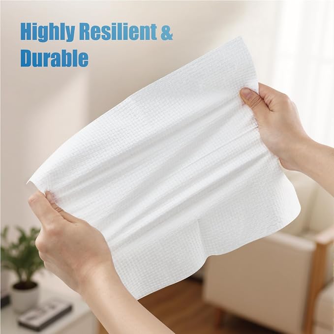 GWT XL Disposable Fragrance-Free Face Towels, 50 Count, 1 Pack | Lint-free, Makeup remover & cleanser, Biodegradable, Dry Wipes, Wet or Dry Use, Sensitive Skin