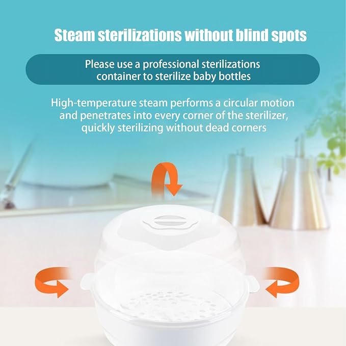 Microwave Steam Steriliser – PP ABS 8.86x8.66x6.89 Inches | Bottle Cleaner Microwave Safe High Temperature Case | Bottle Sterilizer Container for Hygienic Cleaning and Home Use