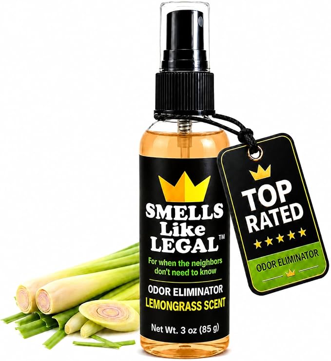 Lemongrass Scent 3 oz Travel Size Odor Eliminator Spray – Eliminates Smoke, Cannabis, Pet & Food Odors – Fabric Safe – Made in USA