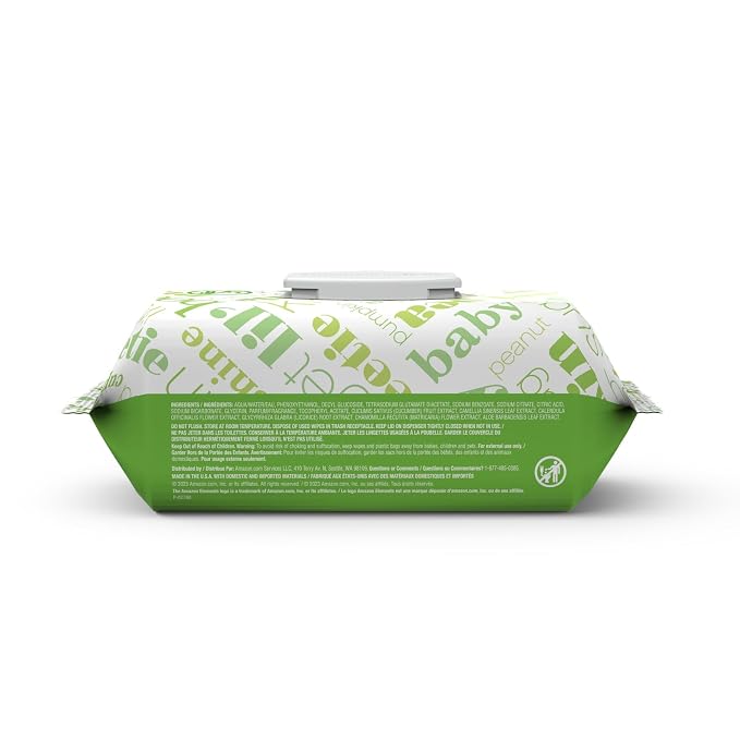 Amazon Elements Baby Wipes, Fresh Scent, Flip-Top Packs, Alcohol-Free, With Cucumber and Aloe, 270 Count, 3 Packs of 90