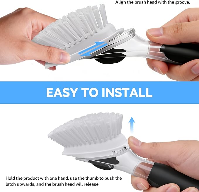 Dish Brush Refills 4 Pack, White Replacement BrushHeads Compatible with OXO Dish Brush & OXO DishScrubber